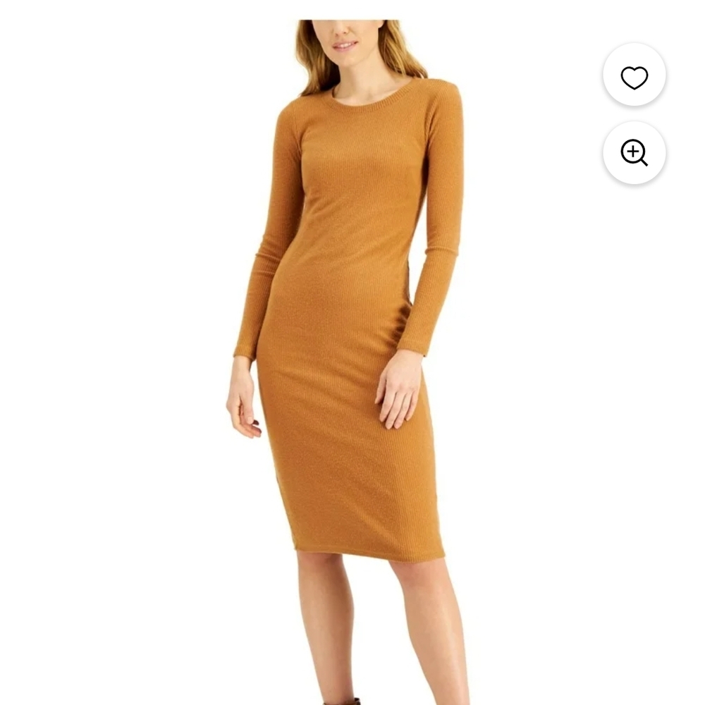 NWT INC Camel Ribbed Swester Midi Dress Sz XL